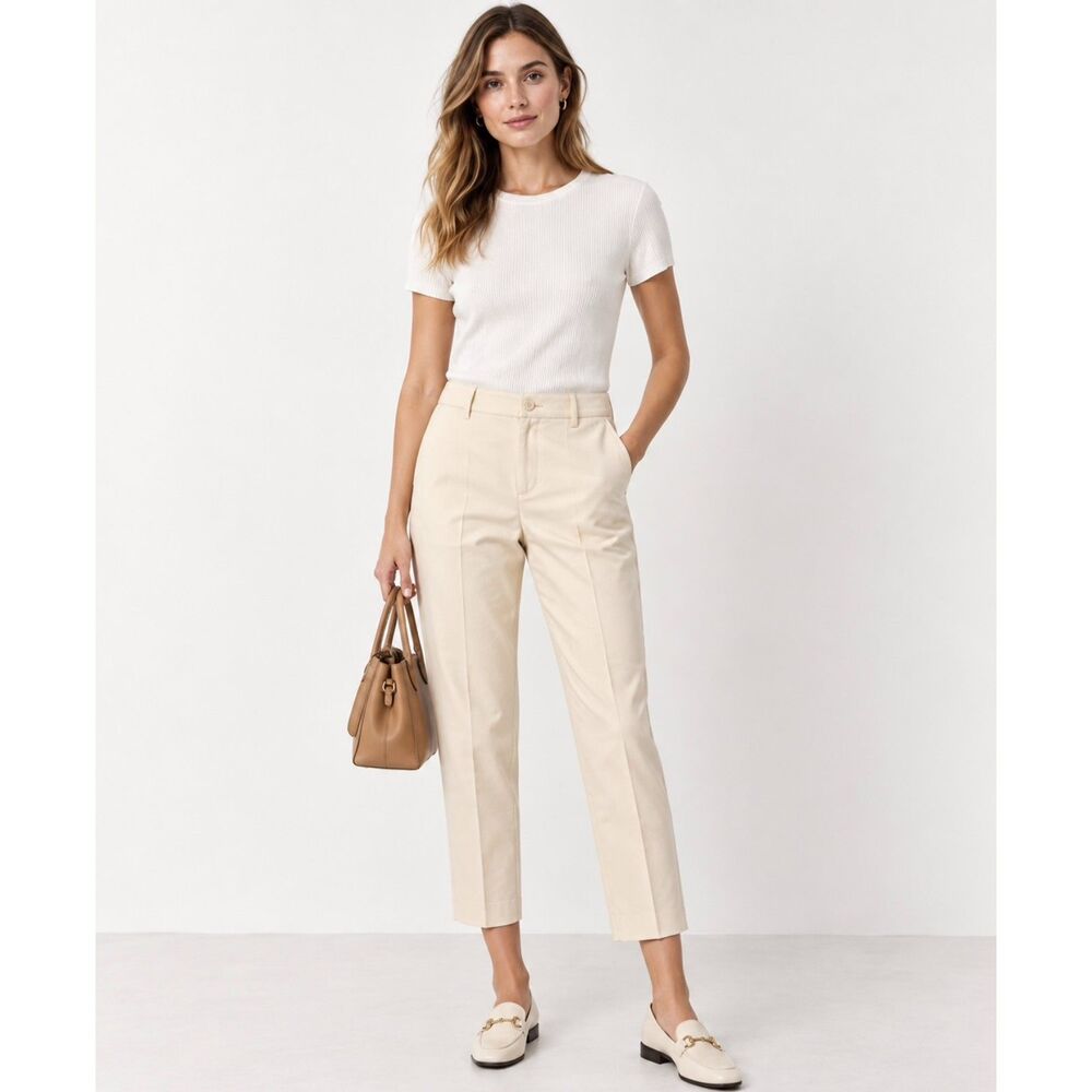 Zara ZW Collection Ecru Cropped Cotton Pants - Size S or M NWT - Picture 1 of 3